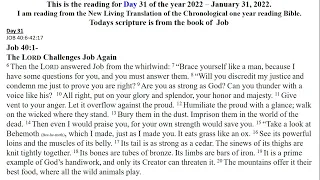 DAILY BIBLE READING NLT Chronological one year reading Day 31 January 31-2022