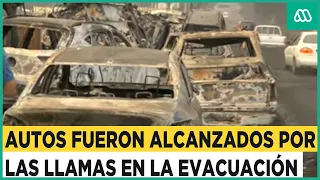 Estremecedora imagen: Vehículos fueron alcanzados por las llamas durante evacuación