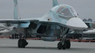 Footage of combat missions of Su-34 fighter-bombers