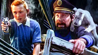 Tintin, Milou & Captain Haddock escapes from the boat The Adventures of Tintin