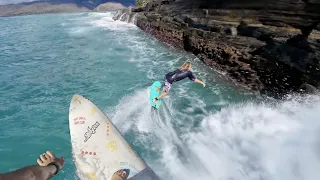 POV Surfing Weird Rock Wave