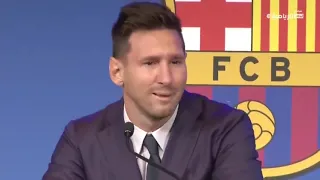 messi😭😭 Menangis saat konverensi pers meninggalkan FC Barcelona