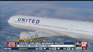 United Airlines sends warning memo to pilots about safety