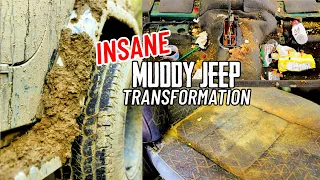 Car Detailing The Dirtiest Muddiest Jeep Ever! Complete Disaster Car Cleaning Restoration