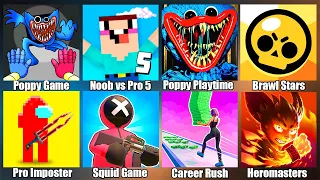 Squid Game(Игра в Кальмара),Poppy Playtime,Noob vs Pro vs Hacker,Brawl Stars,Pro Imposter