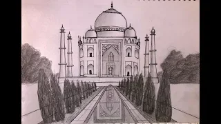 Drawing Taj Mahal in 1-point perspective