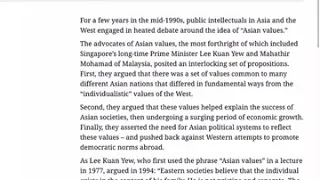 Asian values ( for essay, ethics, I.r)