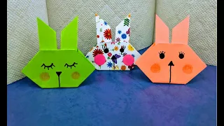 Забавные зайчики из бумаги.  Пасхальная поделка своими руками. Easter paper crafts. Origami Bunny