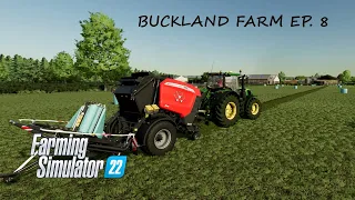 Wrapping Bales with Massey Ferguson RB 4160. | Buckland Farm Ep. 8 | #FarmingSimulator22