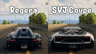 NFS Unbound: Koenigsegg Regera vs Lamborghini Aventador SVJ Coupe - WHICH IS FASTEST (Drag Race)