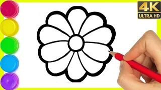 How to draw Rainbow Flower Drawing in easy way for beginners || Step by step drawing flower drawings