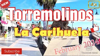 Torremolinos La Carihuela Beach | February 2024 | Travel destination | Malaga | Spain | 4K