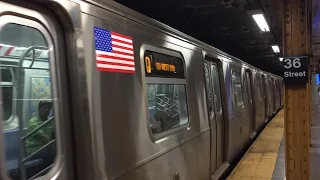 NYC Subway HD 60fps: R68 D Train & R160 N & Q Trains @ 36th Street (Weekend G.O.) 5/28/16