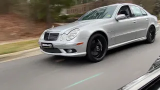 Mercedes Benz E55 AMG with exhaust cutouts and Raceiq tune with pops and bangs
