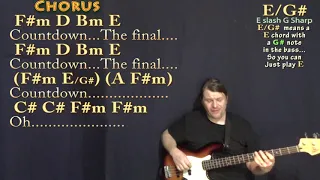 Final Countdown (Europe) Bass Guitar Cover Lesson in F#m with Chords/Lyrics