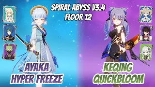 Ayaka Hyperbloom Freeze & Keqing Quickbloom Abyss v3.4 Floor 12 (9 Stars) | Genshin Impact