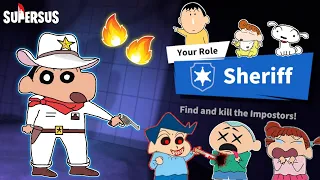 Shinchan became sherrif in super sus and killing imposters 😱🔥 | shinchan playing among us 3d 😂🔥