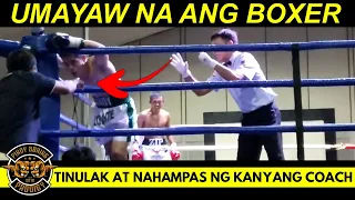 Coach nahampas ng tuwalya ang umayaw na Boxer