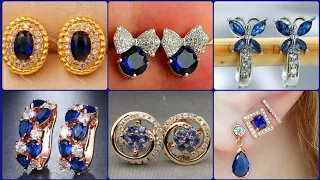 Amazing & Gorgeous Natural blue sapphire Earrings Designs in 14k Gold - Blue gemstone jewelry