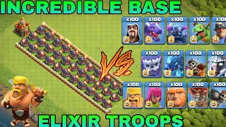 Incredible base vs Elixir troop || roaster vs Elixir troops ( coc )