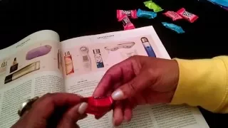 ASMR  More Magazine Flip Test (whispering and chewing candy)