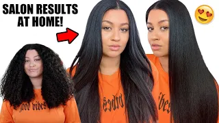 DIY Silk Press & Trim At Home For Bone Straight Natural Hair!