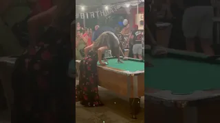 Woman Awkwardly Falls While Dancing on Pool Table - 1345028