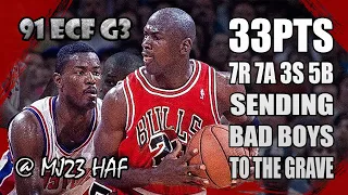 Michael Jordan Highlights vs Pistons (1991 ECF Game 3) - 33pts, ENDING the BAD BOYS!