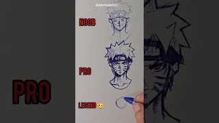 How to Draw Naruto in different levels?! #shorts #anime #drawing #naruto