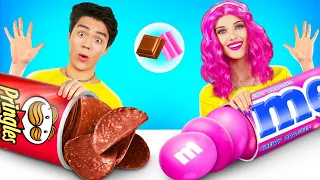 Bubble Gum vs Chocolate Food Challenge | Yummy Chocolate Battle for 24 HRS by Turbo Team