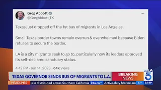 Texas Governor sends bus of migrants to L.A.