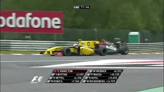 Vitaly Petrov and Michael Schumacher overtake on Nico Rosberg Belgian GP 2010