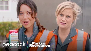 April and Leslie acting like they're in an SNL skit | Parks and Recreation