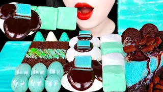 ASMR MINT CHOCOLATE DESSERTS 민트초코 디저트먹방 SHEET JELLY,  MINT CHOCOLATE CAKE, OREO, CANDY EATING SOUNDS