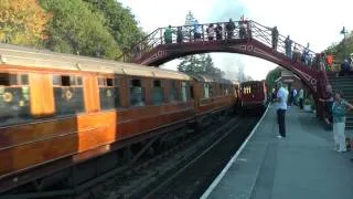 Steam train pulling into Goathland station, Yorkshire, Sept 30, 2011