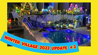 Lego winter village 2022 update 2, MOC pond, wiring lights, landscaping
