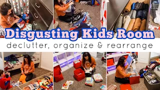 FILTHY SHARED KIDS ROOM DECLUTTER 2023 | HUGE DECLUTTER & ORGANIZE | GETTING RID OF SO MUCH STUFF!