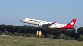 Landing Helvetic Airways ERJ-190 | Take Off Luxair Embraer ERJ-145 | Luxembourg Findel Airport