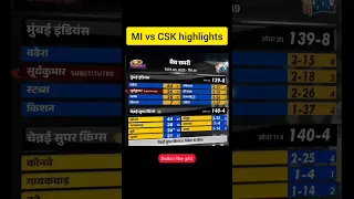 CSK vs MI highlights || CSK vs MI match #shorts