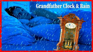 Grandfather Ticking Clock Sleep Sound & Rain [Clock Noise For Sleep] Rain Sounds To Fall Asleep Too