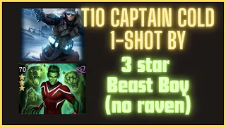 T10 Boss CC Captain Cold one shot by 3 star Beast Boy | League raid tier 10 | injustice2 Mobile