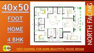 40x50 Foot Modern House Plan II Front Garden II Big Car Porch II 4 BHK II Big Size Dinning Hall