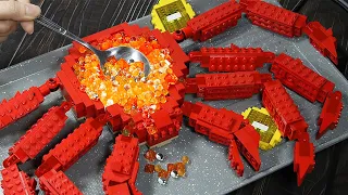 Amazing Cook a LEGO GIANT KING CRAB 🦀 Lego Seafood in Real Life Stop Motion Cooking & ASMR