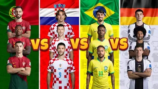 Portugal 🆚 Croatia 🆚 Brazil 🆚 Germany (Ronaldo, Modric, Neymar, Vini Jr, Muller, Havertz, Leao)💪⚽🔥