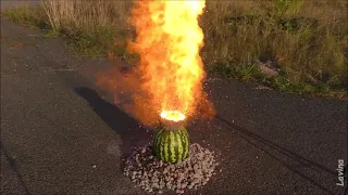 Outdoor Shockwave Experiment 5000 Sparklers vs Watermelon
