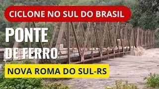 Ciclone no Sul do Brasil - Ponte do Rio das Antas em Nova Roma do Sul foi levada pela Agua da Chuva