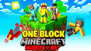 100 DAGEN OVERLEVEN Op 1 BLOKJE Met VRIENDEN In HARDCORE MINECRAFT!