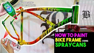 How to Paint Bike Frame using Spray Cans and Dishwashing Liquid Technique (restoration link blelow)