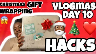 CHRISTMAS GIFT WRAPPING HACKS! | VLOGMAS DAY 10!