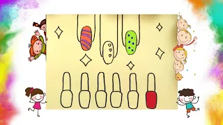 How to draw a hand with nail polish for kids & toddlers | learn colors |Easy Sandy Drawing